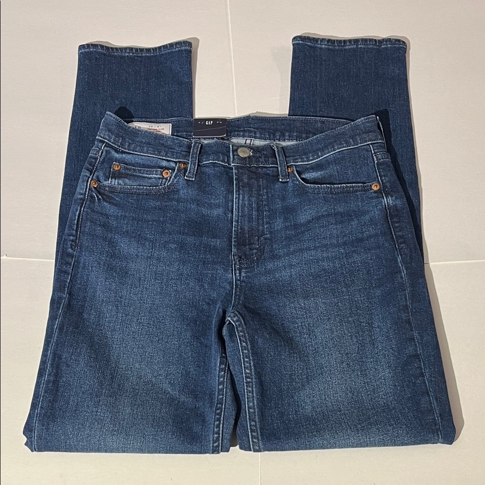 GAP Vintage Slim Mid Rise Denim Jeans sz 29 8 TALL Long Inseam Medium Wash NEW!